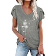 thumbnail image 2 of Blusa informal con estampado de manga corta y cuello en V de verano para mujer con estilo OAVQHLG3B Store  lin121212, 2 of 4