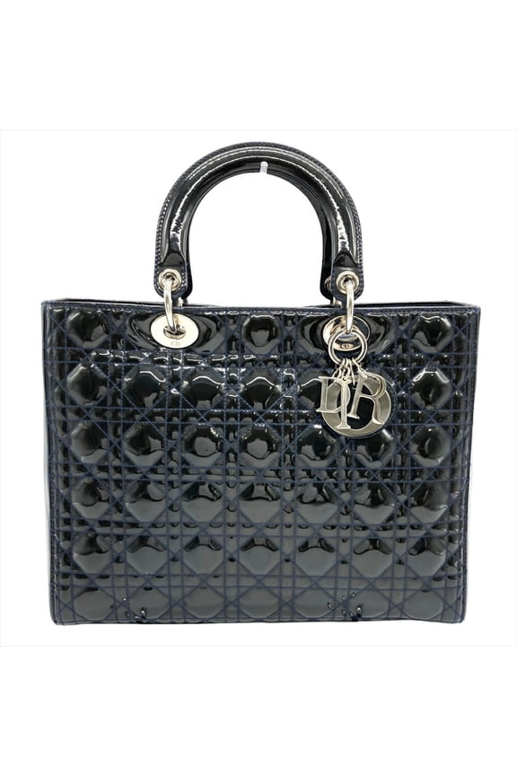 Pre-Owned Christian Dior Lady Cannage Handbag in Patent Leather and Black Enamel for... (Good)