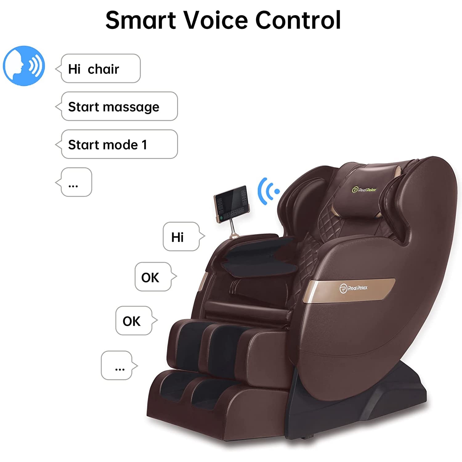 Real Relax Massage Chair, Full Body Zero Gravity SL-Track Shiatsu Massage  Recliner Chair with Heat Body Scan Bluetooth Foot Roller, Favor-06 Brown