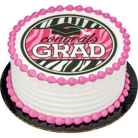 Edible Frosting Photo Graduation Cake Topper - Zebra
