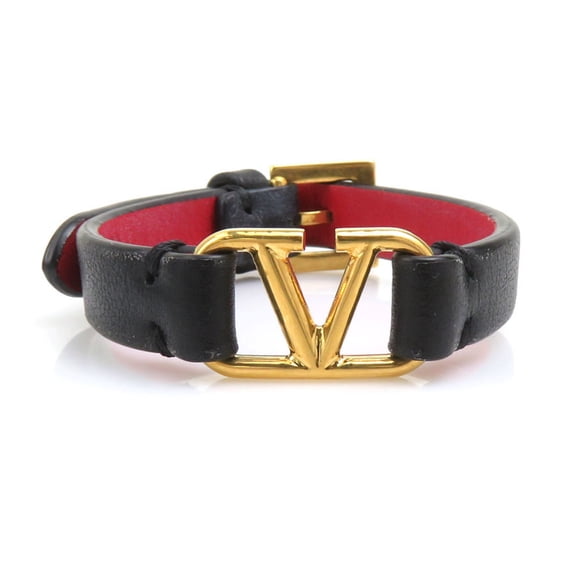 Pre-Owned Valentino Garavani Women's Leather Black Bracelet 56480a