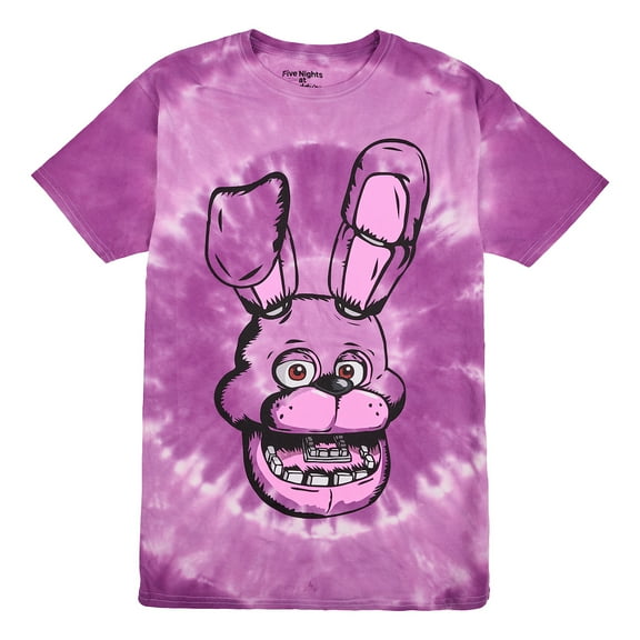 Five Nights At Freddy's Bonnie Face Men's Purple Spiral Spiral Tie-Dye Crew Neck Short Sleeve T-shirt Medium