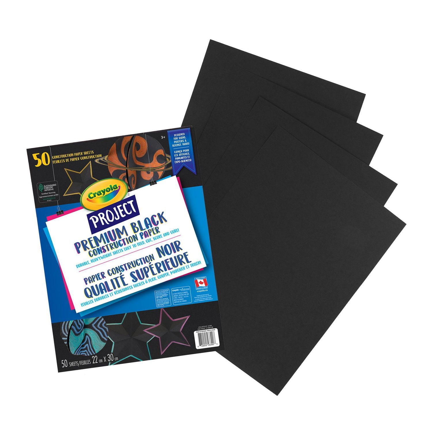 Crayola Project Premium Black Construction Paper, 50 Sheets, Premium construction paper