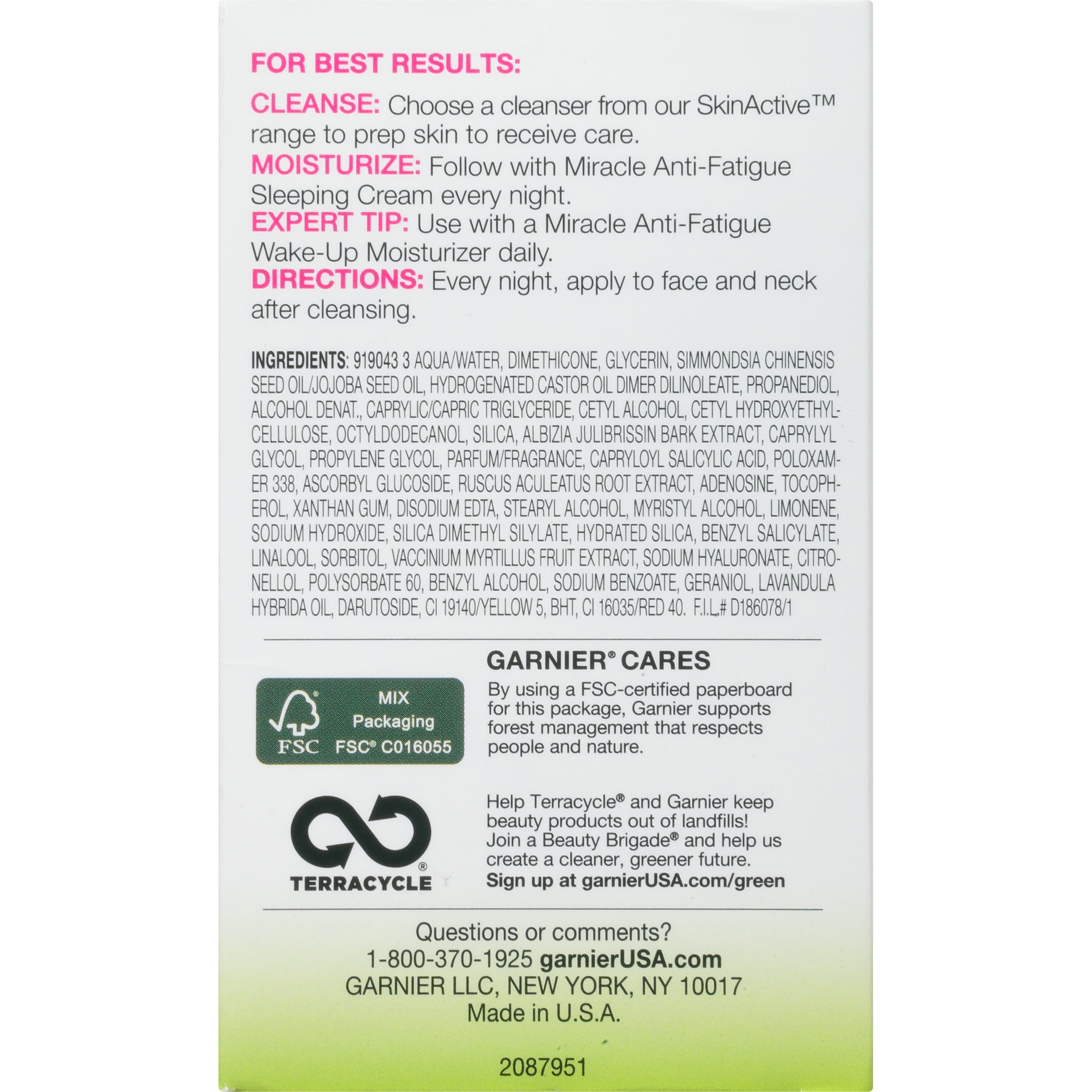 garnier ultra lift sleeping cream