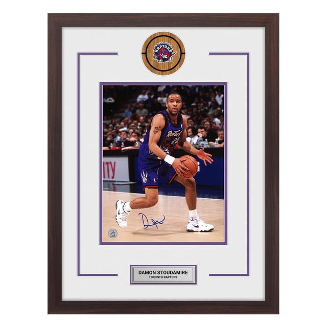 Damon Stoudamire Autographed Toronto Raptors Basketball 20x26 Frame