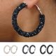 thumbnail image 1 of Sparkle Hoop Earrings For Women Punk Rock Big Crystal Black White Color Personality Retro Exaggeration Fashion JewelryZZ18, 1 of 5