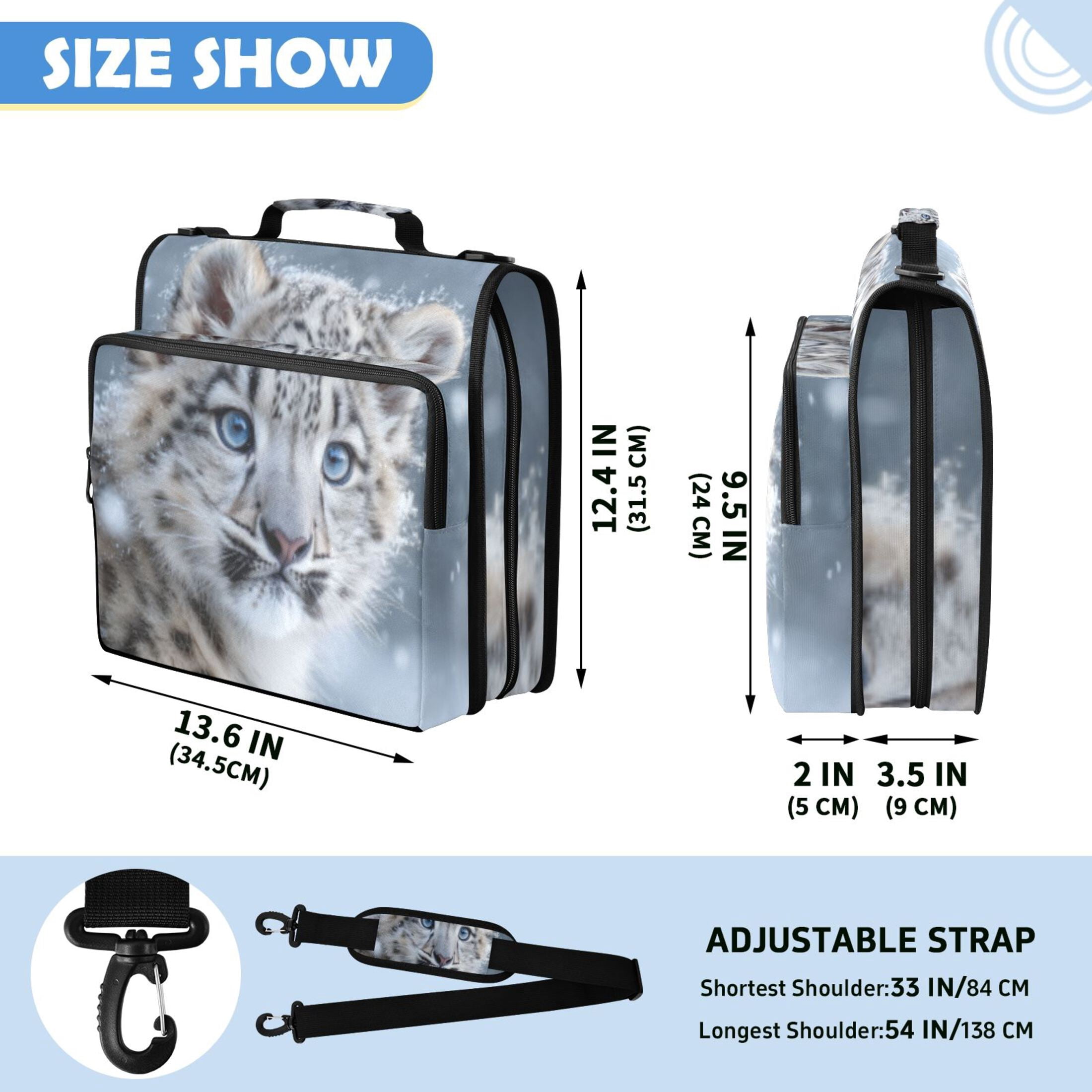 DIXRUYEE Zipper Binder File Keeper Documents Organized-Snowy Leopard Cub Focus Of Pattern