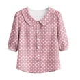 thumbnail image 2 of GERsome Womens 3/4 Sleeve Shirts Polka Dot Button Down Collared Tops for Casual Work Business Travel Pink XL, 2 of 6