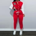 thumbnail image 2 of Women Autumn Baseball Suit Two Piece Set Letter Prints Baseball Tops Jacket Fall And Winter Sweatpants Jogger Set Sweatsuit Two Piece WearSet Brides Pants Women's plus Suits Ski Pants Woman Junior, 2 of 4