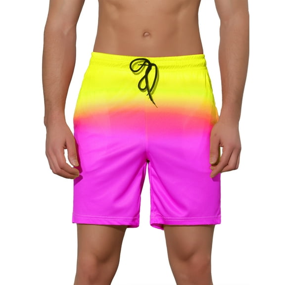 INSPIRE CHIC Men's Color Block Drawstring Beach Board Swim Surfing Shorts