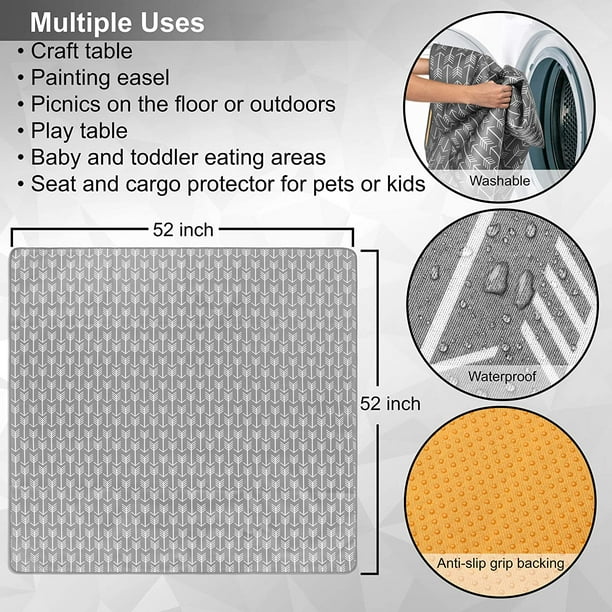 Splat Mat for Under High Chair - 52 Large Floor Mat Protects Floors and  Tables From Arts, Crafts, Splash and Messes From Baby and Kids– Waterproof,  Anti-Slip and Washable 