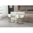 thumbnail image 4 of Dayalane 24.5" Modern Counter Height Bar Stool Set of 2, Velvet Upholstered Bar Stool with Curved Backrest and Gold Metal Frame, Comfy Barrel Stools Kitchen Island Stool for Bar Restaurant, White, 4 of 8