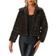 thumbnail image 1 of Chaqueta corta de pelaje sintético con cuello de solapa para mujer Inspire Chic, abierta, tamaño XL, color café, 1 of 6