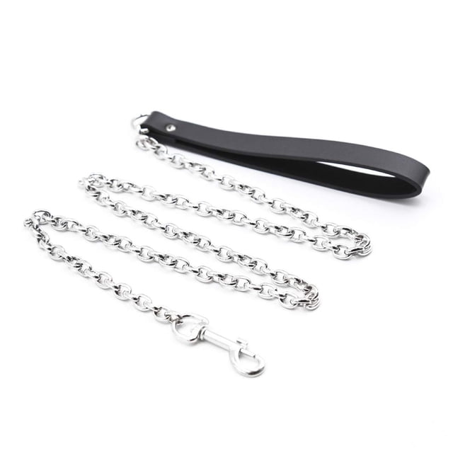Gargantilla de piel con cadena para perro para hombre y mujer