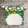 thumbnail image 3 of Ambesonne Letter O Quilted Bedspread Set 3 Pcs, Letter O Xmas Wreath, Queen Size, Multicolor, 3 of 3