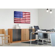 American Flag Canvas Wall Art Decor - 3 Piece Set - Large Decorative Multi Panel Split Prints - Rustic Wood Look for Dining & Living Room, Kitchen, Bedroom & Office (2840 - American Flag, 24x36)