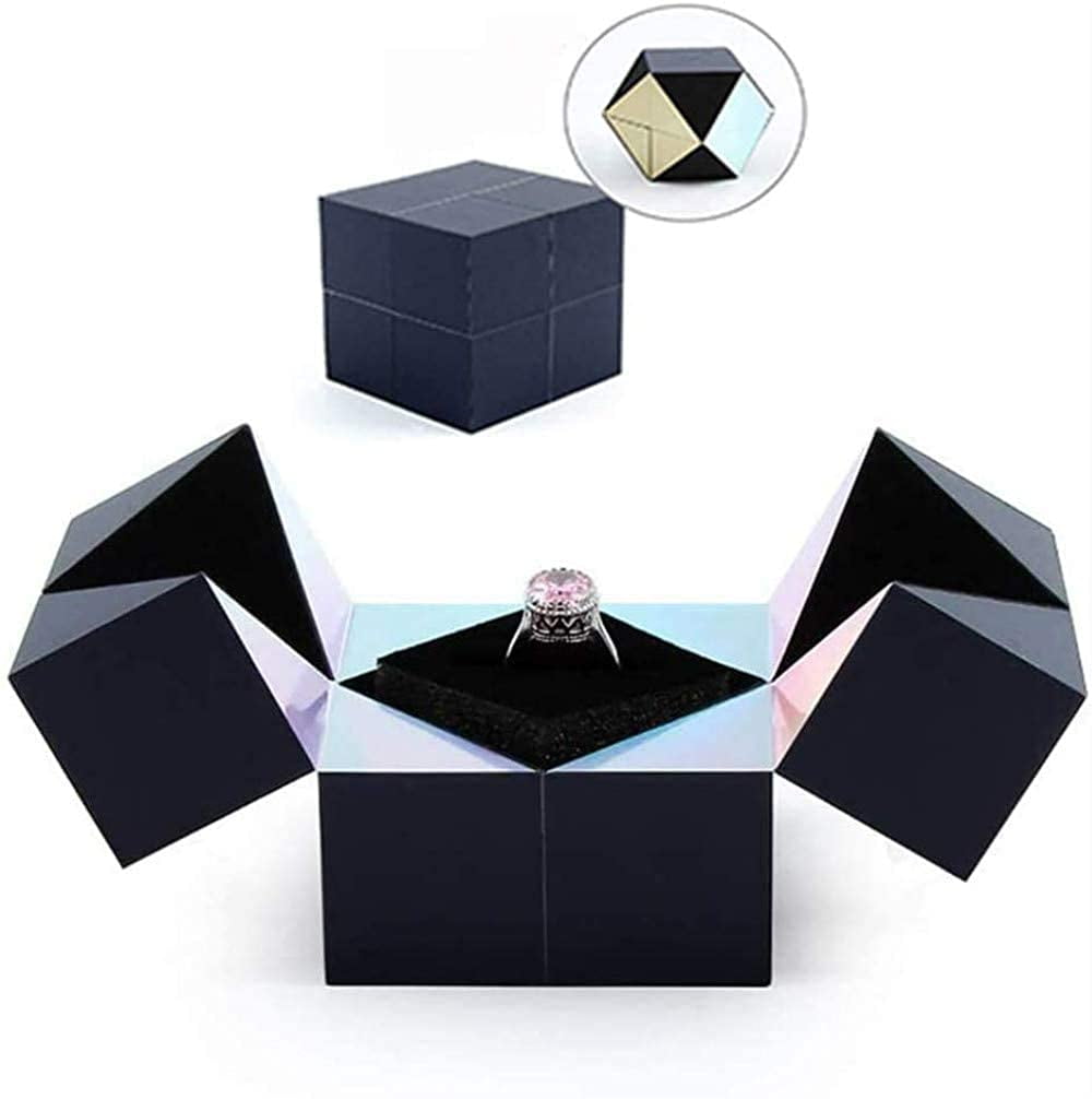 Creative Silver Ring Bracelet And Puzzle Jewelry Box Cube Rotating Gift 