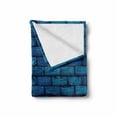 thumbnail image 2 of Brick Wall Soft Flannel Fleece Throw Blanket, Stone Wall Pattern Illustration with Bricks in Blue Color Shades, Cozy Plush for Indoor and Outdoor Use, 70" x 90", Blue Petrol Blue, by Ambesonne, 2 of 6