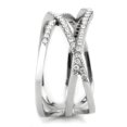thumbnail image 4 of Womens Silver Rings High polished (no plating) Stainless Steel Ring with AAA Grade CZ in Clear DA381, 4 of 5