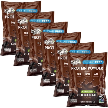 Simply Desserts Chocolate Protein Powder, Sugar-Free, 6-Pack – Plant-Based Nutritional Boost for Vegan Puddings, Baked Goods, Shakes & Snacks, Keto & Kosher, 0.56 Oz Ea