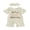 Beige, variant on Newborn Baby Girls My First Mother's Day Father's Day Outfits Infant Baby Girl Summer Clothes Waffled Romper Letter Print Flower Applique Ruffled Short Sleeve Jumpsuit and Headband Set