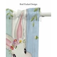 thumbnail image 5 of Easter Bunny Egg Linen Curtain Valance for Bedroom/Bathroom/Kitchen/Office/Living/Dining Room Window,Botanical Leaves Blue Beige Woodgrain Rod Pocket Topper Decorative Cafe Drapes Panel 42"x12", 5 of 6