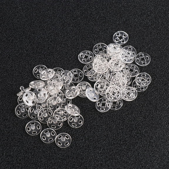 TEHAUX Clear Sewing Snaps 100Pcs Round Resin Invisible Design Fasteners for Clothing Accessories