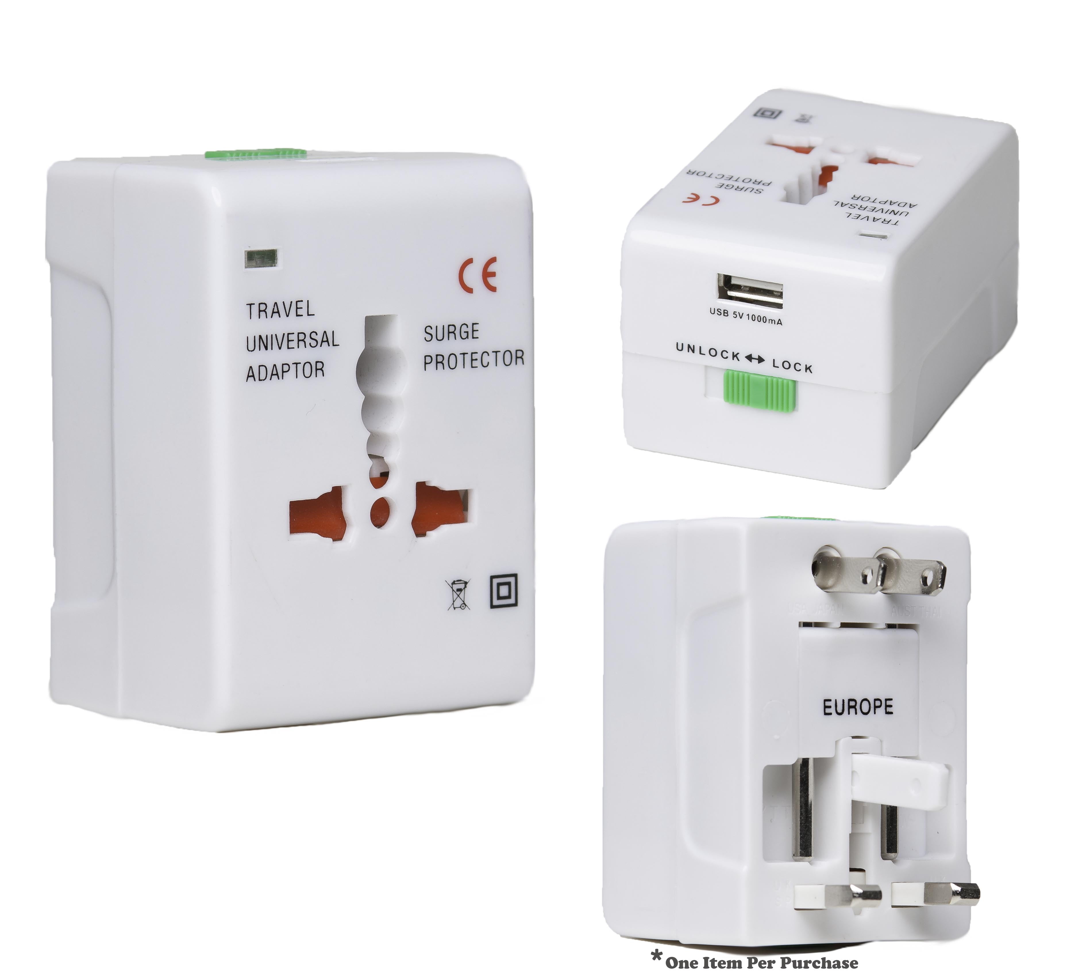 Imperial Home Universal Portable Travel Adapter with Additional USB