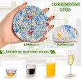 thumbnail image 4 of Navy Floral and Butterfly 4in Bar Coasters Set of 6 with Storage Rack Durable Heat Resistant, 4 of 7