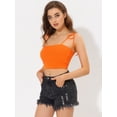thumbnail image 2 of INSPIRE CHIC Top sin mangas de verano sin mangas con tirantes finos y tirantes finos con lazo a rayas arcoíris para mujer Naranja L, 2 of 5