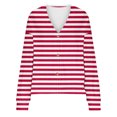 thumbnail image 5 of UYISJ Women Oversized Striped Sweater Color Blocked Cardigan Fall Outfits Fashion V Neck Long Sleeve Button Up Knit Outerwear Red M, 5 of 5