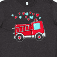 thumbnail image 4 of Inktastic Valentine Fire Truck with Hearts Youth T-Shirt, 4 of 5