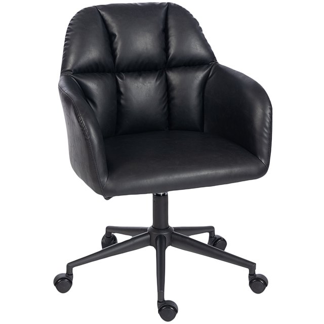 HOMCOM Chaise de Bureau Pivotante, Chaise de Bureau à Hauteur Réglable, Noire