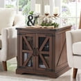 thumbnail image 3 of T4TREAM Farmhouse Nightstand with Charging Station ,Modern End Side Table with Storage Shelf for Bedroom Living Room Office, Brown, 3 of 7