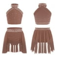 thumbnail image 6 of iiniim Kids Girls Sparkly Sleeveless Crop Top with Skirts Lyrical Latin Jazz Skating Performanc Dusty Pink 14, 6 of 6