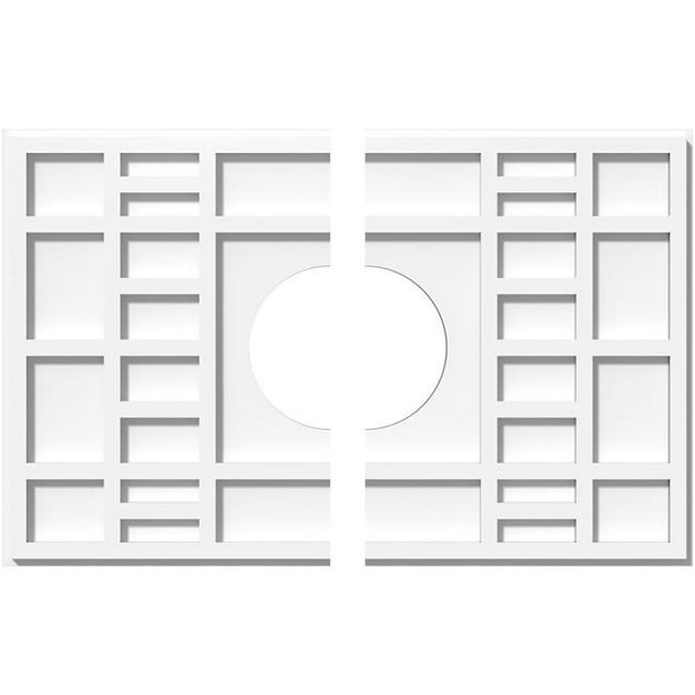 Ekena Millwork CMP24X16BX2-06000 6 in. ID x 8.25 in. Rectangle Beaux Architectural Grade PVC Contemporary Ceiling Medallion - 2 Piece