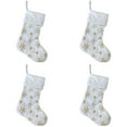 thumbnail image 2 of White Christmas Stockings 19 Inch Large Plush Xmas Stocking with Golden Snowflake Sequin Glitter Design for Christmas Tree Wall Fireplace Home Decoration Holiday Party Festive Celebration, 2 of 6