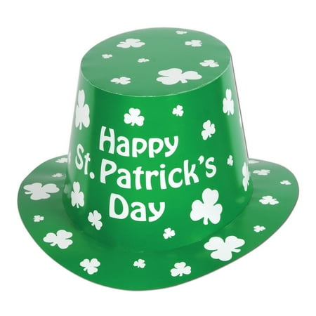 Club Pack of 25 Festive Green and White "Happy St. Patrick's Day" Hi-Hats