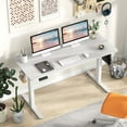thumbnail image 2 of Costway 55" x 24" Electric Standing Desk with 3 Memory Height Settings 2 Hanging Hooks White, 2 of 10