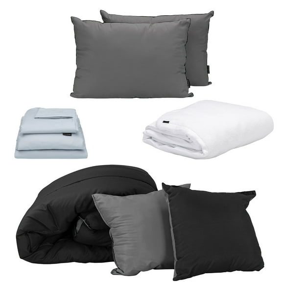 Edredón Doble Vista Couzy DICASA Queen Size + Sábanas Softy + Protector Cloud + Almohadas 2Pack