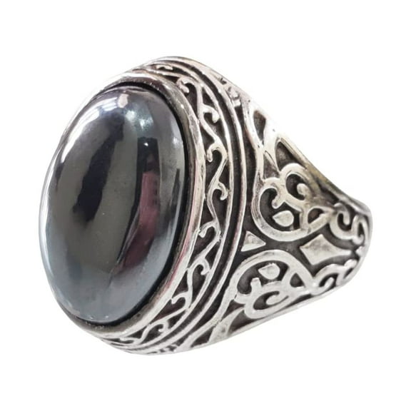 Hematite Mans Ring, Natural Hematite Mens Ring, Unisex Ring, Silver Jewelry, 925 Silver Ring, Birthday Gift, Heavy Men Ring, Arabic Design, Ottoman Style Ring, Christmas, Turkey Mens Signet Ring