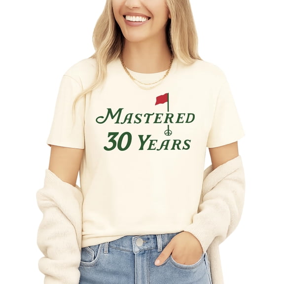 Mastered 30 Years Golf Shirt for Men and Women Funny 30th Birthday Golfing Theme Tee Natural Shirt Adult X-Large