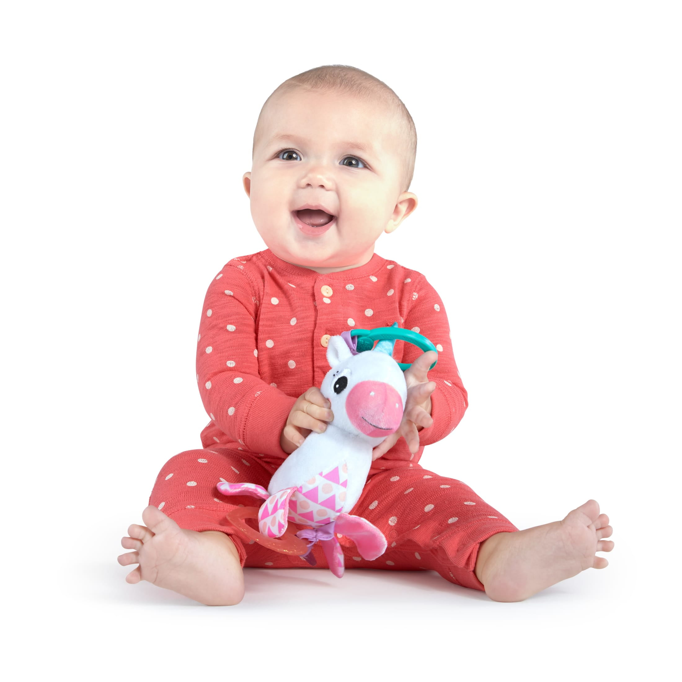 Bright Starts Sparkle & Shine Unicorn on-the-go Take-Along Clip-on Toy, Ages Newborn +
