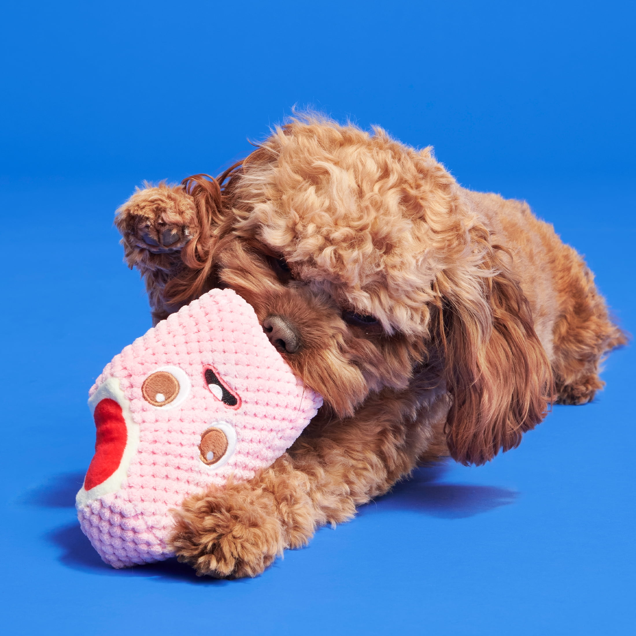 BARK Strawberry Snortcake Yankee Doodle Dog Toy, Packed with Fluff, Extra Small to Medium Dogs