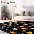 thumbnail image 2 of Flatwoven High Traffic Area Rug, Guitar Bass Non Skid Music Themed, Non Slip, Stain Resistant, Washable Area Rugs for Living Room, Bedroom(Black, 5X7), 2 of 8