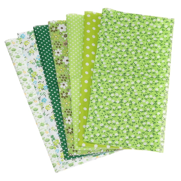 Paquetes de tela de algodón Uxcell, 7 piezas de 10 x 10 pulgadas, cuadrados de tela precortados de algodón 100% impresos con flores para costura, patchwork, quilting y manualidades DIY, verde