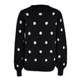 thumbnail image 5 of Hpapadks Women's Sweaters Winter Long Sleeved Casual Polka Dot Pullover Knitted Sweaters Womens Sweater Black L, 5 of 5