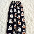 thumbnail image 6 of Rexolia Women's Halloween Pajama Pants Ghost Print Flannel Elastic Waist Lounge Bottoms Black L, 6 of 6