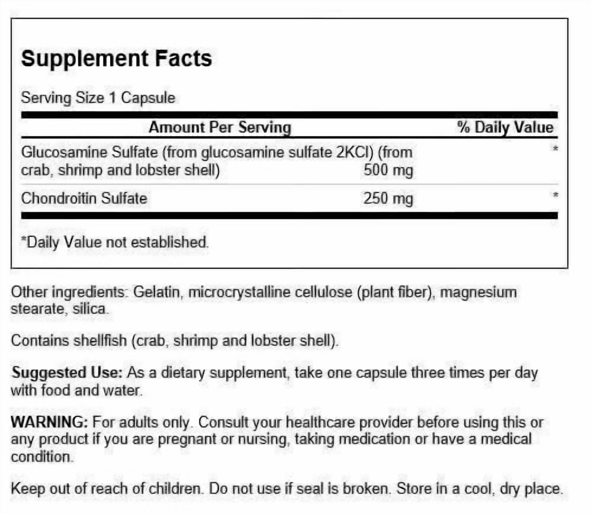 Swanson Glucosamine & Chondroitin Combo 500/250 Milligrams 200 Capsules