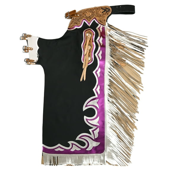 Hilason Handmade Genuine Leather Chaps Adult Handtooled Rodeo Bull Riding